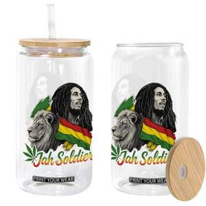 Jah Soldier Glass Can Lion Of Judah Reggae Rastafari Flag TS11 Print Your Wear