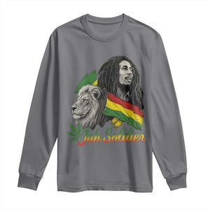 Jah Soldier Long Sleeve Shirt Lion Of Judah Reggae Rastafari Flag TS11 Charcoal Print Your Wear