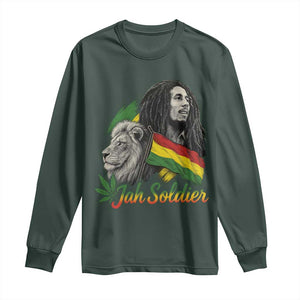 Jah Soldier Long Sleeve Shirt Lion Of Judah Reggae Rastafari Flag TS11 Dark Forest Green Print Your Wear