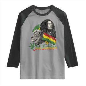 Jah Soldier Raglan Shirt Lion Of Judah Reggae Rastafari Flag TS11 Sport Gray Black Print Your Wear