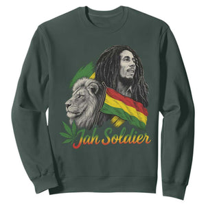 Jah Soldier Sweatshirt Lion Of Judah Reggae Rastafari Flag TS11 Dark Forest Green Print Your Wear