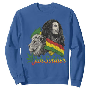 Jah Soldier Sweatshirt Lion Of Judah Reggae Rastafari Flag TS11 Royal Blue Print Your Wear