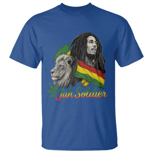 Jah Soldier T Shirt Lion Of Judah Reggae Rastafari Flag TS11 Royal Blue Print Your Wear