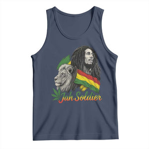 Jah Soldier Tank Top Lion Of Judah Reggae Rastafari Flag TS11 Navy Print Your Wear