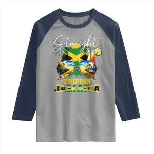 Straight Trippin Jamaica Raglan Shirt Family Squad Summer Vacation TS11 Sport Gray Navy Print Your Wear