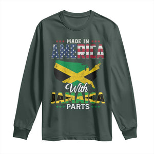 Made In America With Jamaica Parts Long Sleeve Shirt Jamaican American TS11 Dark Forest Green Print Your Wear