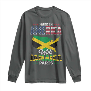 Made In America With Jamaica Parts Long Sleeve Shirt Jamaican American TS11 Dark Heather Print Your Wear