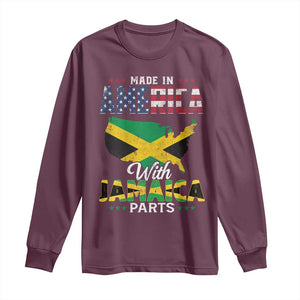 Made In America With Jamaica Parts Long Sleeve Shirt Jamaican American TS11 Maroon Print Your Wear