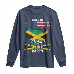 Made In America With Jamaica Parts Long Sleeve Shirt Jamaican American TS11 Navy Print Your Wear