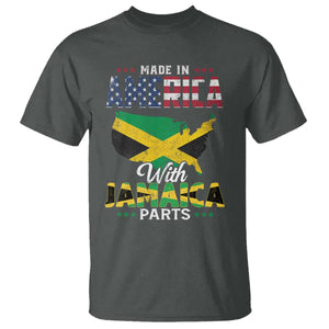Made In America With Jamaica Parts T Shirt Jamaican American TS11 Dark Heather Print Your Wear