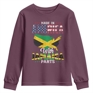 Made In America With Jamaica Parts Youth Sweatshirt Jamaican American TS11 Maroon Print Your Wear