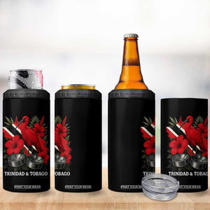 Trinidadian and Tobagonian Pride 4 in 1 Can Cooler Tumbler Trinidadian Roots Scarlet Ibis Steelpans TS11 Print Your Wear