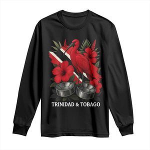 Trinidadian and Tobagonian Pride Long Sleeve Shirt Trinidadian Roots Scarlet Ibis Steelpans TS11 Black Print Your Wear