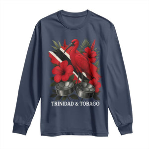 Trinidadian and Tobagonian Pride Long Sleeve Shirt Trinidadian Roots Scarlet Ibis Steelpans TS11 Navy Print Your Wear