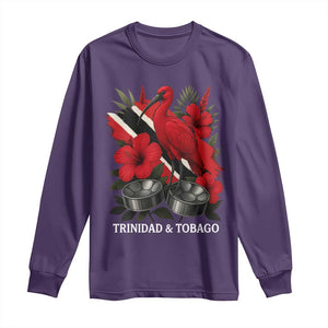 Trinidadian and Tobagonian Pride Long Sleeve Shirt Trinidadian Roots Scarlet Ibis Steelpans TS11 Purple Print Your Wear