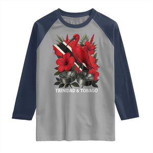 Trinidadian and Tobagonian Pride Raglan Shirt Trinidadian Roots Scarlet Ibis Steelpans TS11 Sport Gray Navy Print Your Wear
