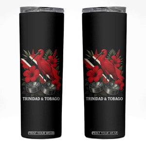 Trinidadian and Tobagonian Pride Skinny Tumbler Trinidadian Roots Scarlet Ibis Steelpans TS11 Black Print Your Wear