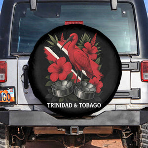 Trinidadian and Tobagonian Pride Spare Tire Cover Trinidadian Roots Scarlet Ibis Steelpans TS11 No hole Black Print Your Wear