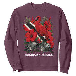 Trinidadian and Tobagonian Pride Sweatshirt Trinidadian Roots Scarlet Ibis Steelpans TS11 Maroon Print Your Wear