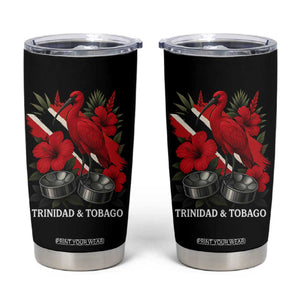 Trinidadian and Tobagonian Pride Tumbler Cup Trinidadian Roots Scarlet Ibis Steelpans TS11 Black Print Your Wear