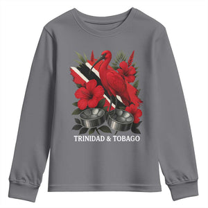 Trinidadian and Tobagonian Pride Youth Sweatshirt Trinidadian Roots Scarlet Ibis Steelpans TS11 Charcoal Print Your Wear