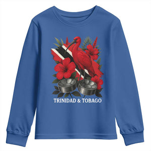 Trinidadian and Tobagonian Pride Youth Sweatshirt Trinidadian Roots Scarlet Ibis Steelpans TS11 Royal Blue Print Your Wear