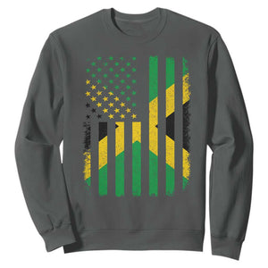 Jamaican American Distressed Patriotic Flag Sweatshirt TS11 Dark Heather Print Your Wear