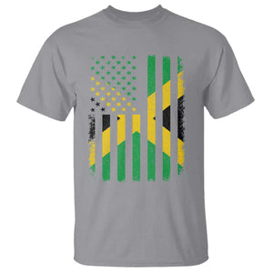 Jamaican American Distressed Patriotic Flag T Shirt TS11 Sport Gray Print Your Wear
