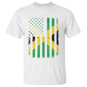 Jamaican American Distressed Patriotic Flag T Shirt TS11 White Print Your Wear