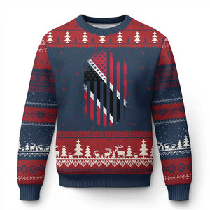 Trinidad And Tobago Trinidadian American Flag Ugly Christmas Sweater TS11 Navy Red Print Your Wear