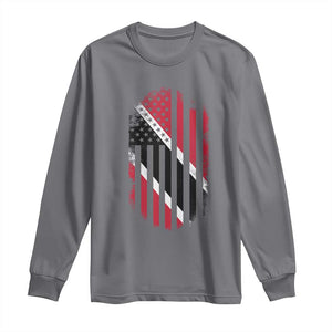 Trinidad And Tobago Trinidadian American Flag Long Sleeve Shirt TS11 Charcoal Print Your Wear