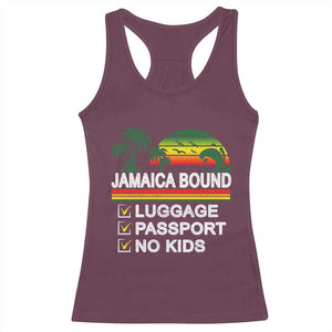 Jamaican Travel Vacation Trip Racerback Tank Top Jamaica Bound Luggage Passport No Kids TS11 Maroon Print Your Wear