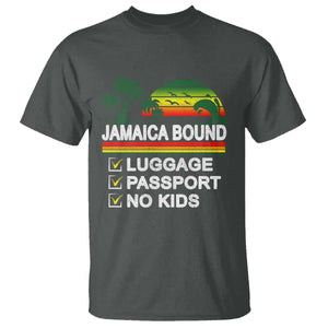Jamaican Travel Vacation Trip T Shirt Jamaica Bound Luggage Passport No Kids TS11 Dark Heather Print Your Wear