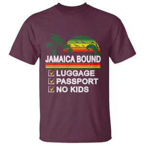 Jamaican Travel Vacation Trip T Shirt Jamaica Bound Luggage Passport No Kids TS11 Maroon Print Your Wear