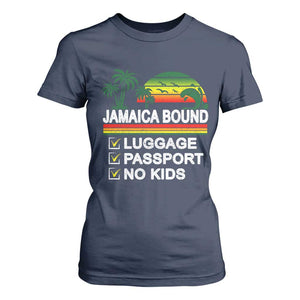 Jamaican Travel Vacation Trip T Shirt For Women Jamaica Bound Luggage Passport No Kids TS11 Navy Print Your Wear