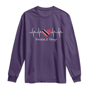 Trinidad And Tobago Heartbeat ECG Pulse Trinidadian Flag Long Sleeve Shirt TS11 Purple Print Your Wear