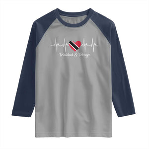 Trinidad And Tobago Heartbeat ECG Pulse Trinidadian Flag Raglan Shirt TS11 Sport Gray Navy Print Your Wear