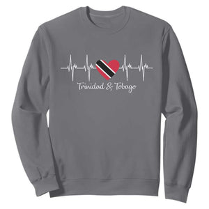 Trinidad And Tobago Heartbeat ECG Pulse Trinidadian Flag Sweatshirt TS11 Charcoal Print Your Wear
