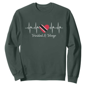 Trinidad And Tobago Heartbeat ECG Pulse Trinidadian Flag Sweatshirt TS11 Dark Forest Green Print Your Wear