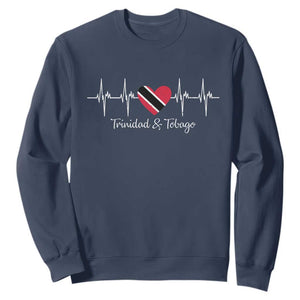 Trinidad And Tobago Heartbeat ECG Pulse Trinidadian Flag Sweatshirt TS11 Navy Print Your Wear