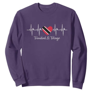 Trinidad And Tobago Heartbeat ECG Pulse Trinidadian Flag Sweatshirt TS11 Purple Print Your Wear