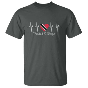 Trinidad And Tobago Heartbeat ECG Pulse Trinidadian Flag T Shirt TS11 Dark Heather Print Your Wear