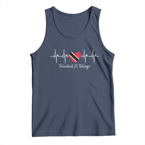 Trinidad And Tobago Heartbeat ECG Pulse Trinidadian Flag Tank Top TS11 Navy Print Your Wear