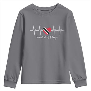 Trinidad And Tobago Heartbeat ECG Pulse Trinidadian Flag Youth Sweatshirt TS11 Charcoal Print Your Wear
