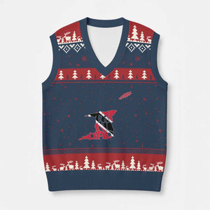 Trinidad And Tobago V-Neck Knit Sweater Vest Pride Trinidadian Roots Flag TS11 Navy Red Print Your Wear