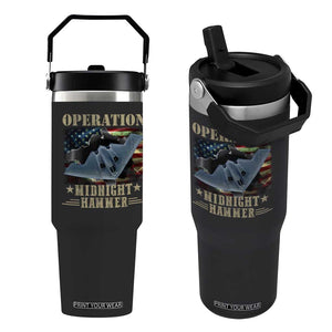 Operation Midnight Hammer Flip Straw Tumbler Bomber Jet American Flag TS11 One Size: 30 oz Black Print Your Wear