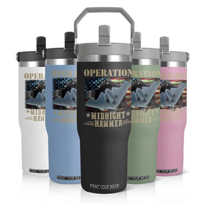 Operation Midnight Hammer Flip Straw Tumbler Bomber Jet American Flag TS11 Print Your Wear