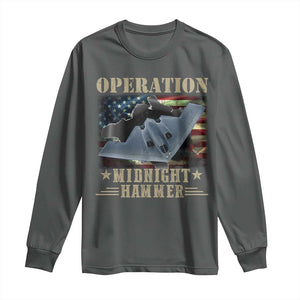 Operation Midnight Hammer Long Sleeve Shirt Bomber Jet American Flag TS11 Dark Heather Print Your Wear