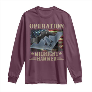 Operation Midnight Hammer Long Sleeve Shirt Bomber Jet American Flag TS11 Maroon Print Your Wear