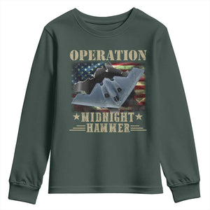 Operation Midnight Hammer Youth Sweatshirt Bomber Jet American Flag TS11 Dark Forest Green Print Your Wear
